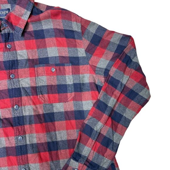 J.Crew Flannel Plaid Long Sleeve Button Down Red Blue Gray Size XL - Picture 4 of 6